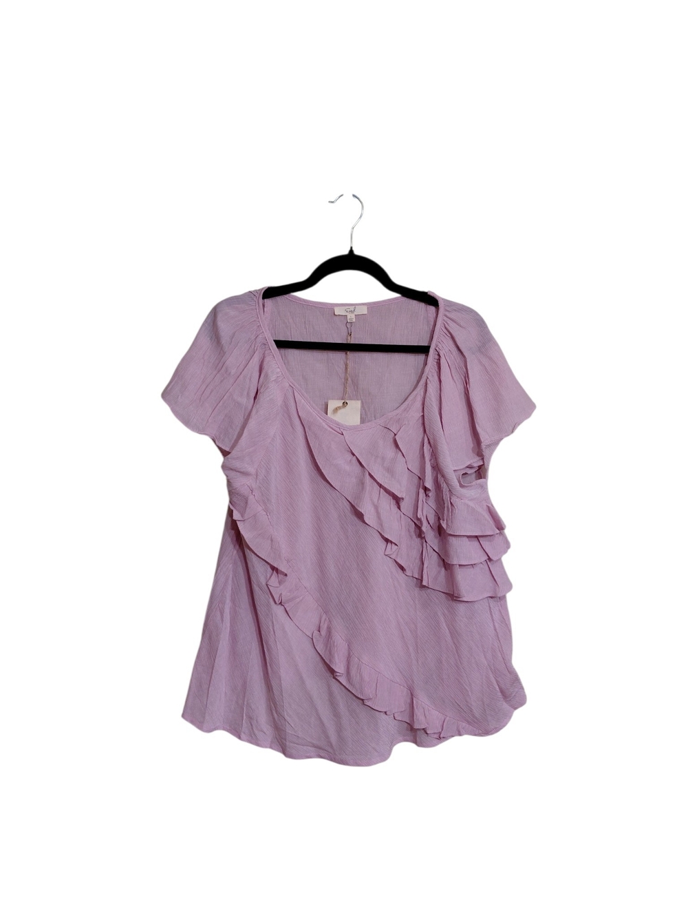 easel Lilac Ruffle Short Sleeve Blouse